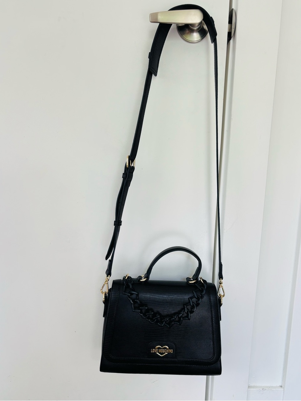 Love Moschino Black Vegan Leather crossbody purse